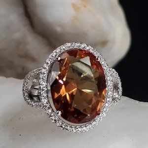 Sterling Silver 925 Ring Alexandrite Stone White Topaz Unique Silversmith